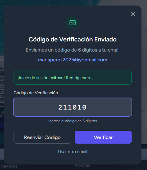 Login del portal de clientes con email y verificación
