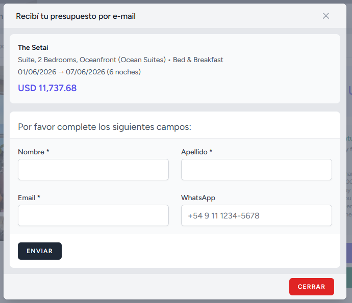 Formulario de presupuesto web para clientes B2C