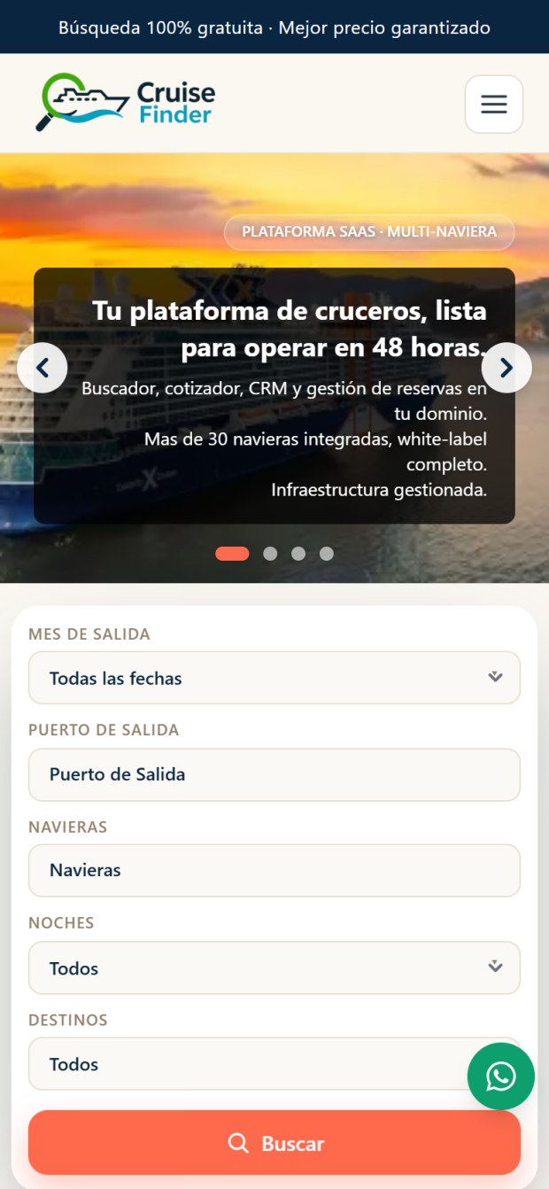 El buscador de cruceros en un teléfono